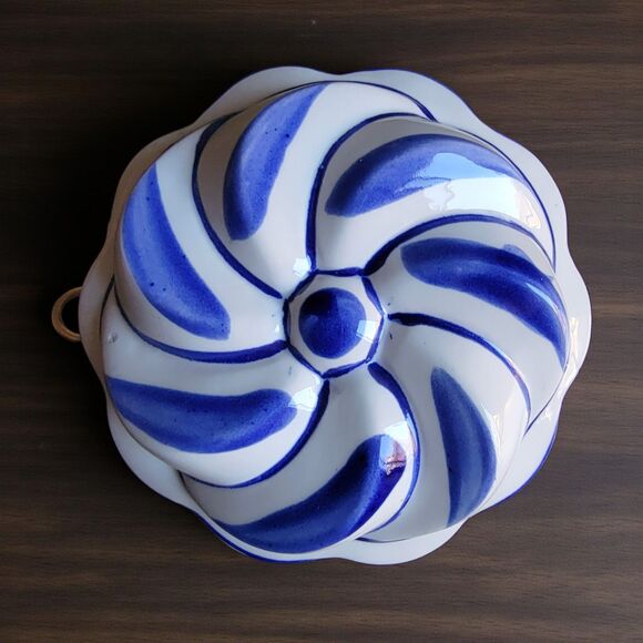 VTG Set Of 2 Knobler Japan Ceramic Jelly Molds Hand Painted Blue White Home - Picture 2 of 14